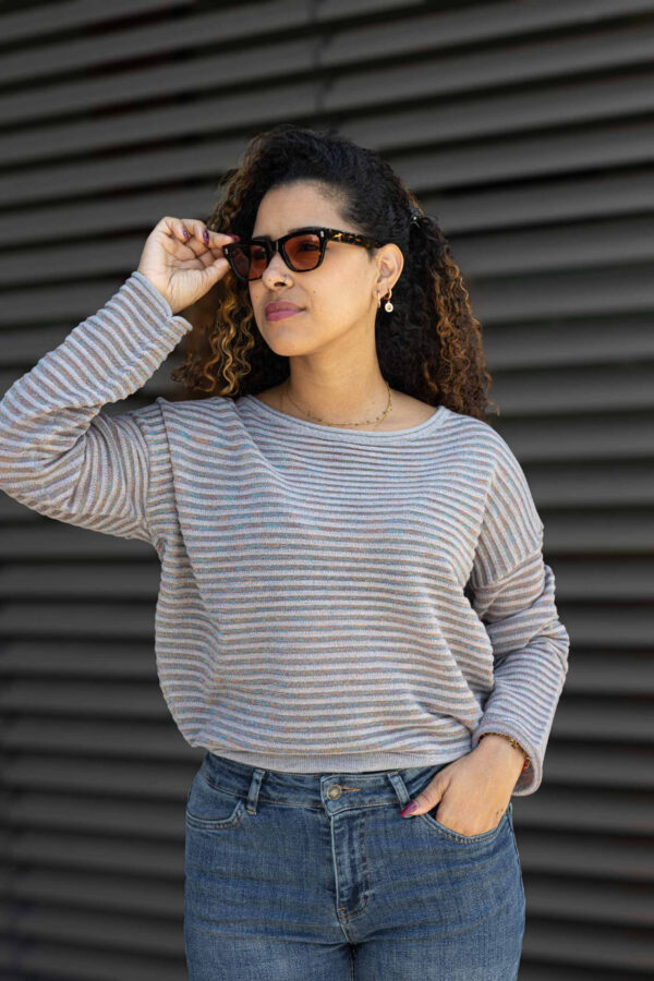 Sinje Boatneck Lurex Stripe Merino Cashfeel