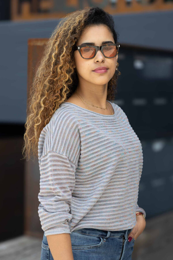 Sinje Boatneck Lurex Stripe Merino Cashfeel – Bild 3