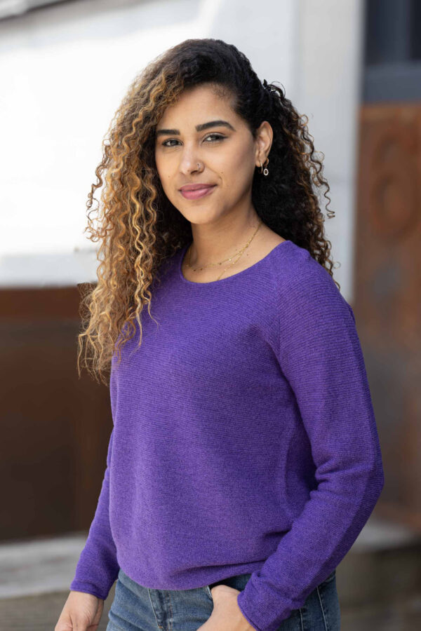 Calla R.Neck Mini Left-Right Stripe 100% Merino