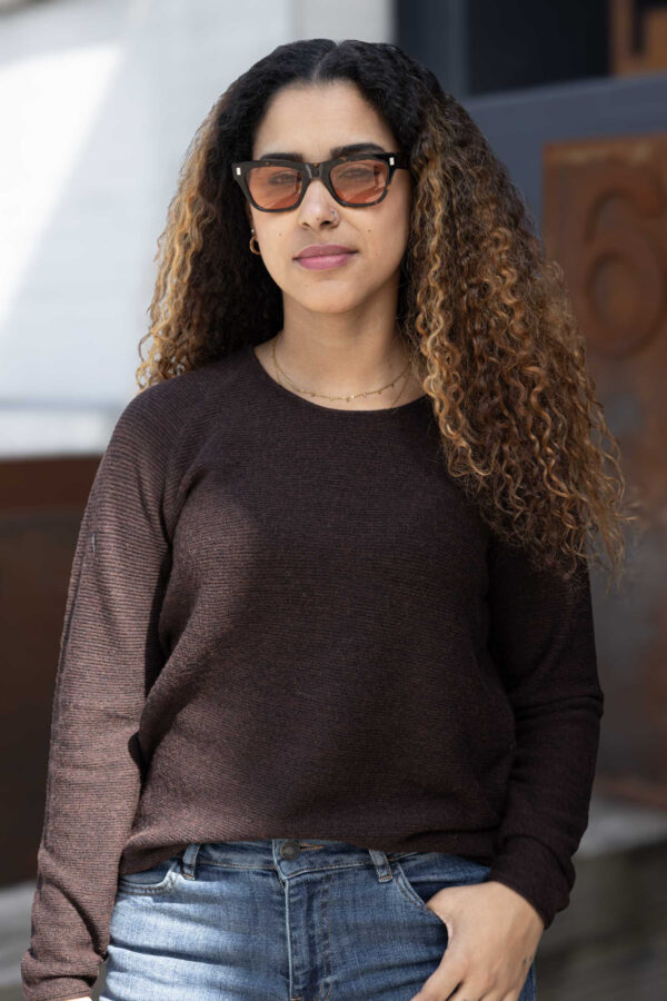 Calla R.Neck Mini Left-Right Stripe 100% Merino